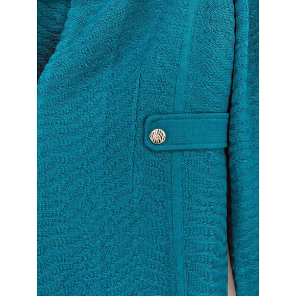 Ming Wang Deep Green Animal Stripe Textured Jacket Size Small Tailored Fit - Picture 3 of 8
